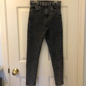 TOPSHOP Black Jamie Vintage Acid Wash Skinny Jeans (Size 28 X 30)